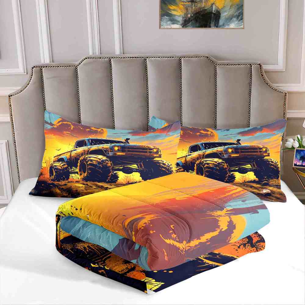 Sunset Desert Off-Road Monster Truck Comforter Set Boys Bedding | CozyLil