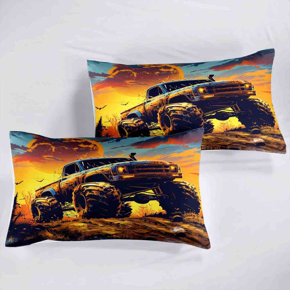 Sunset Desert Off-Road Monster Truck Comforter Set Boys Bedding | CozyLil