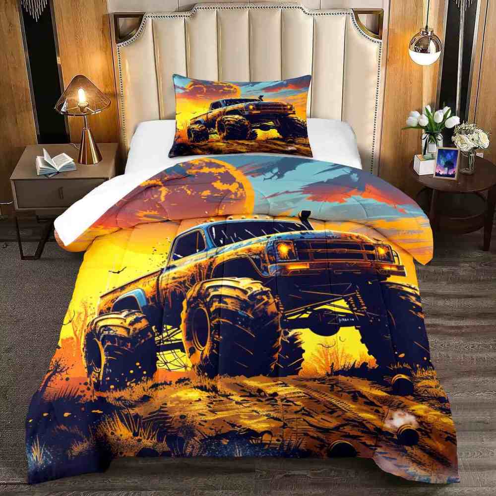 Sunset Desert Off-Road Monster Truck Comforter Set Boys Bedding | CozyLil