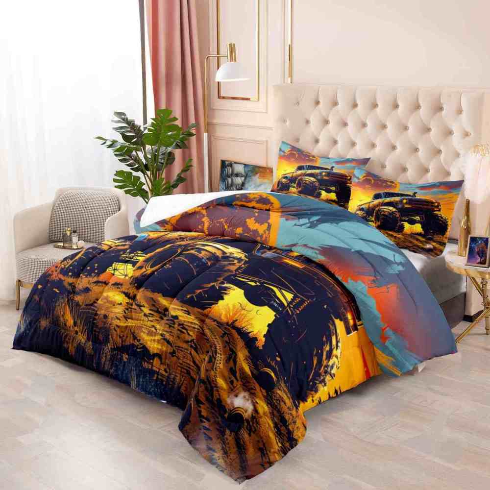 Sunset Desert Off-Road Monster Truck Comforter Set Boys Bedding | CozyLil