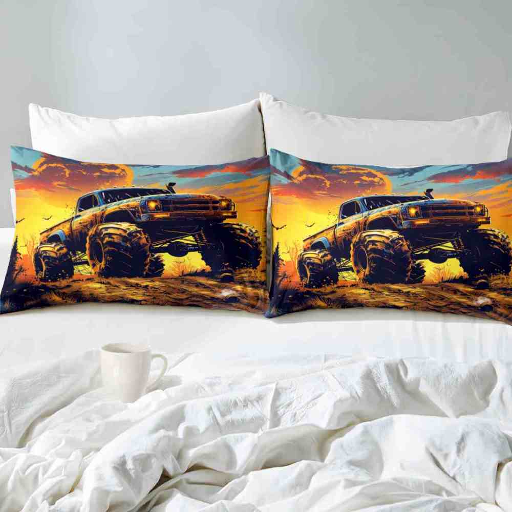 Sunset Desert Off-Road Monster Truck Comforter Set Boys Bedding | CozyLil