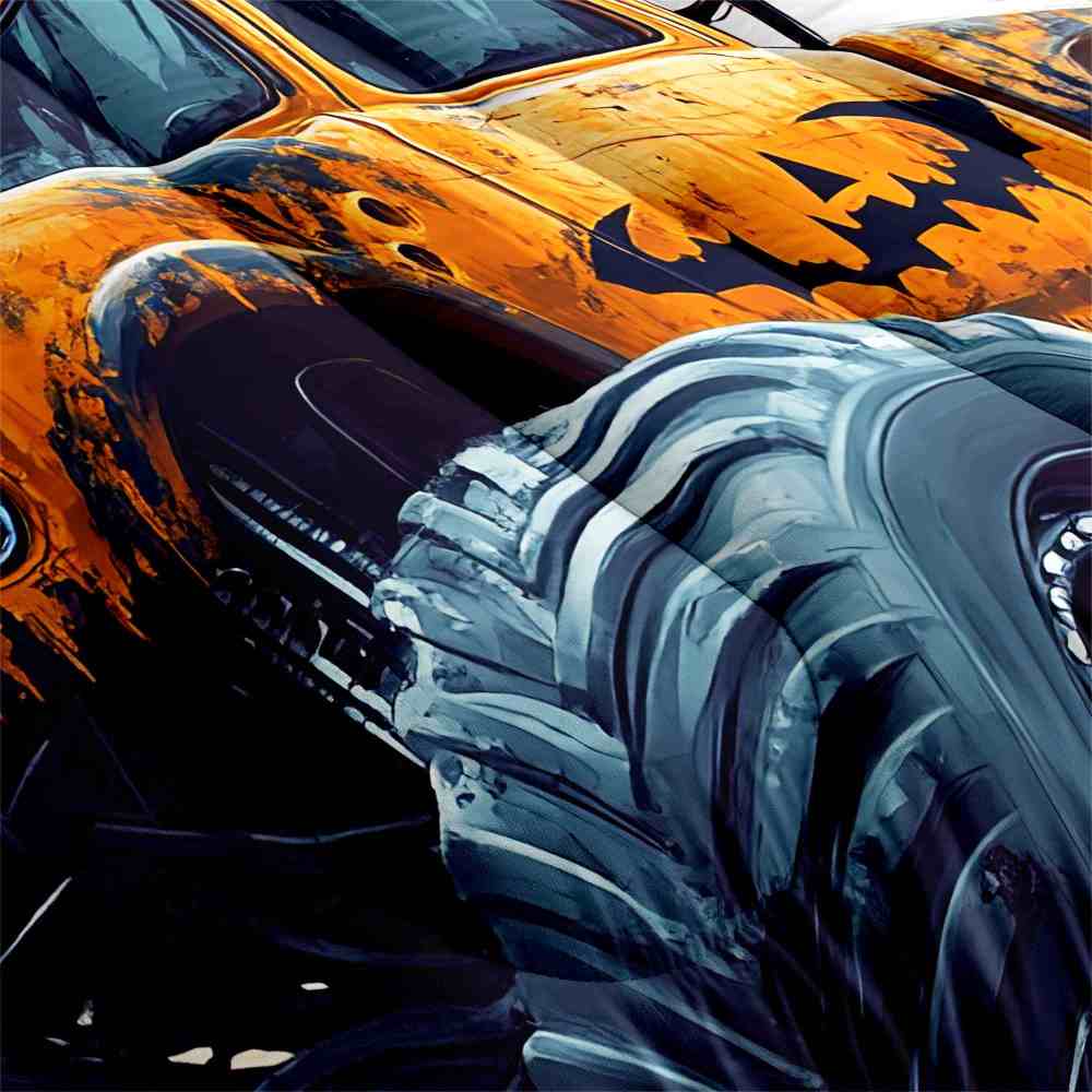 Spooky Orange Monster Truck Comforter Set Kids Room Decor | CozyLil