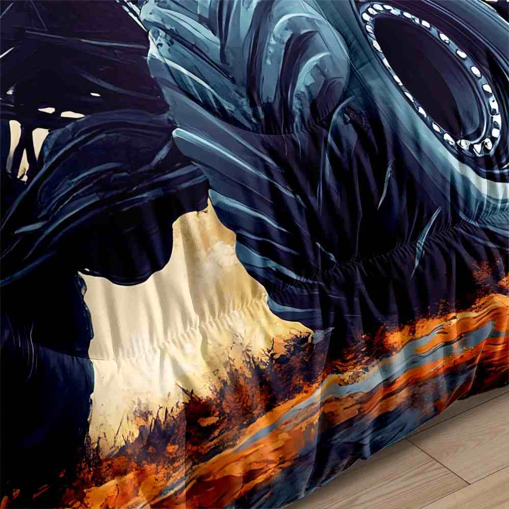 Spooky Orange Monster Truck Comforter Set Kids Room Decor | CozyLil