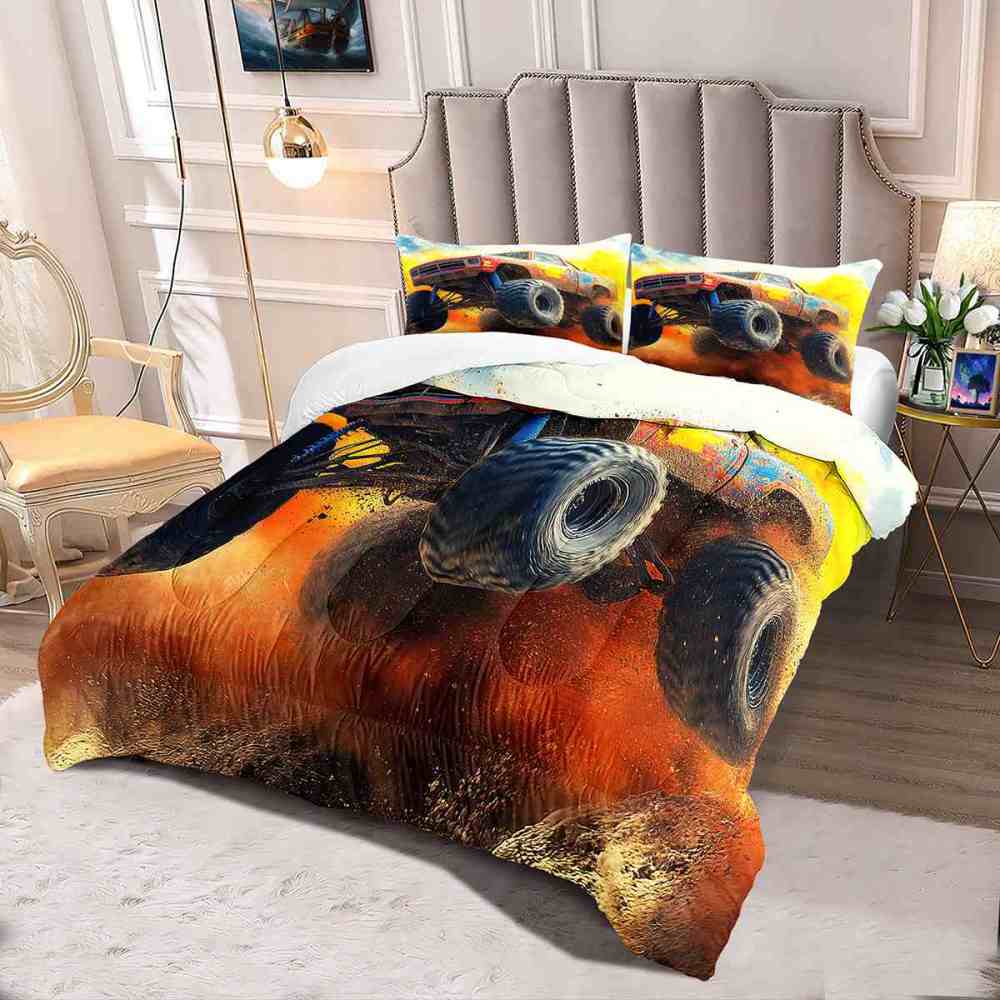 Jumping Dirt Racing Monster Truck Comforter Set Boys Room | CozyLil