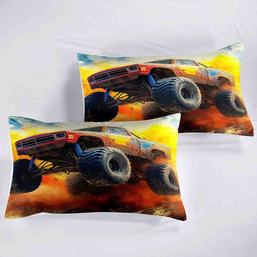 Jumping Dirt Racing Monster Truck Comforter Set Boys Room | CozyLil