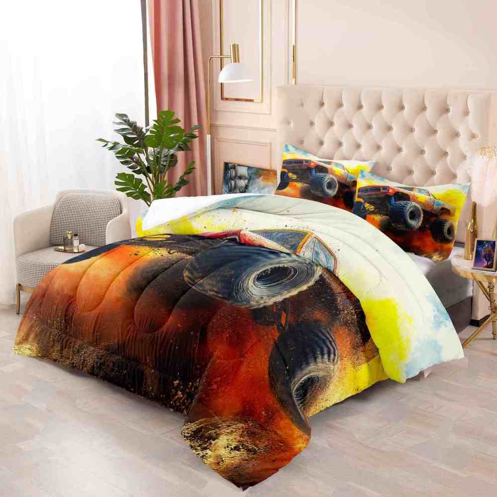 Jumping Dirt Racing Monster Truck Comforter Set Boys Room | CozyLil