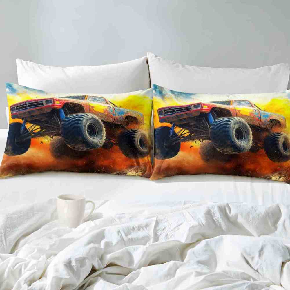 Jumping Dirt Racing Monster Truck Comforter Set Boys Room | CozyLil