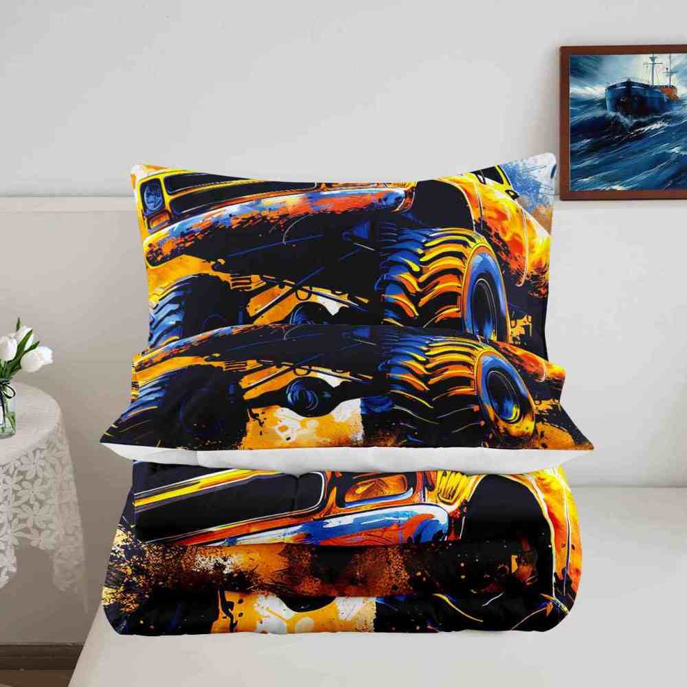 Skull Truck Forest Mushroom Comforter Set Teens Bedding | CozyLil