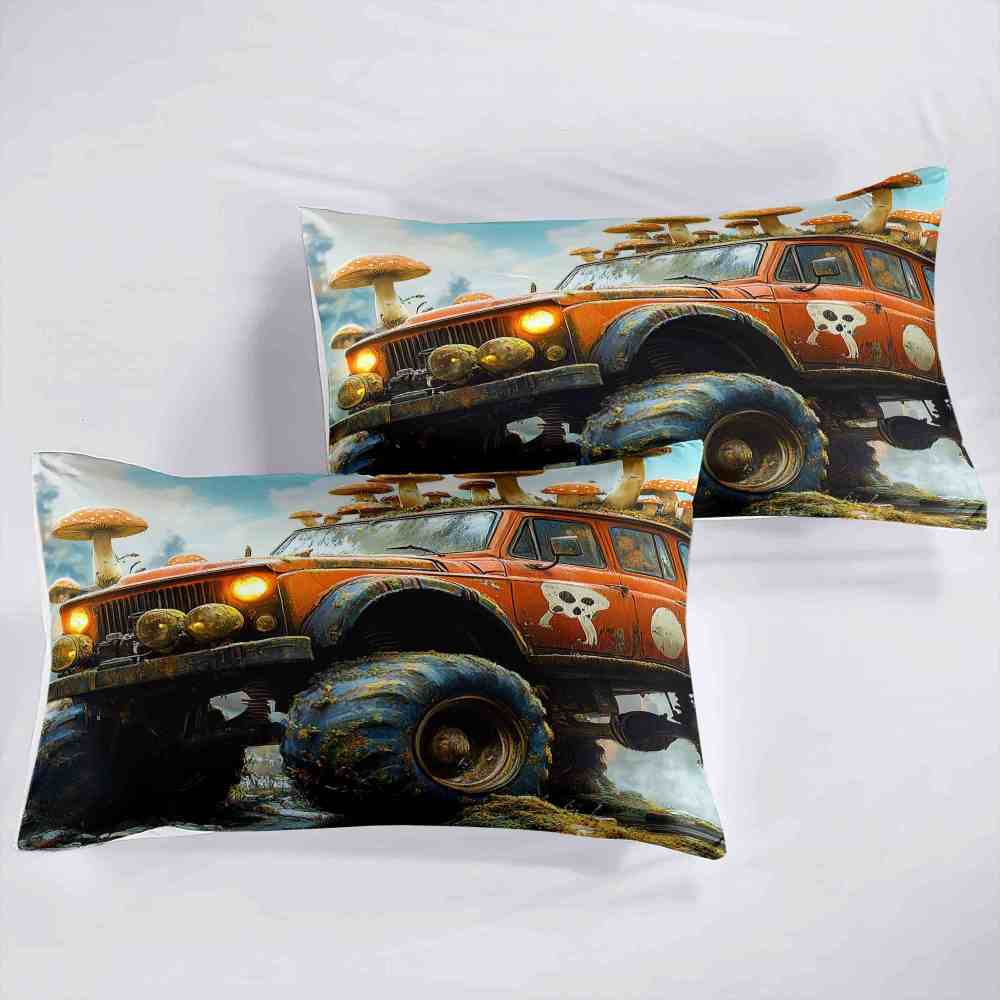 Skull Truck Forest Mushroom Comforter Set Teens Bedding | CozyLil
