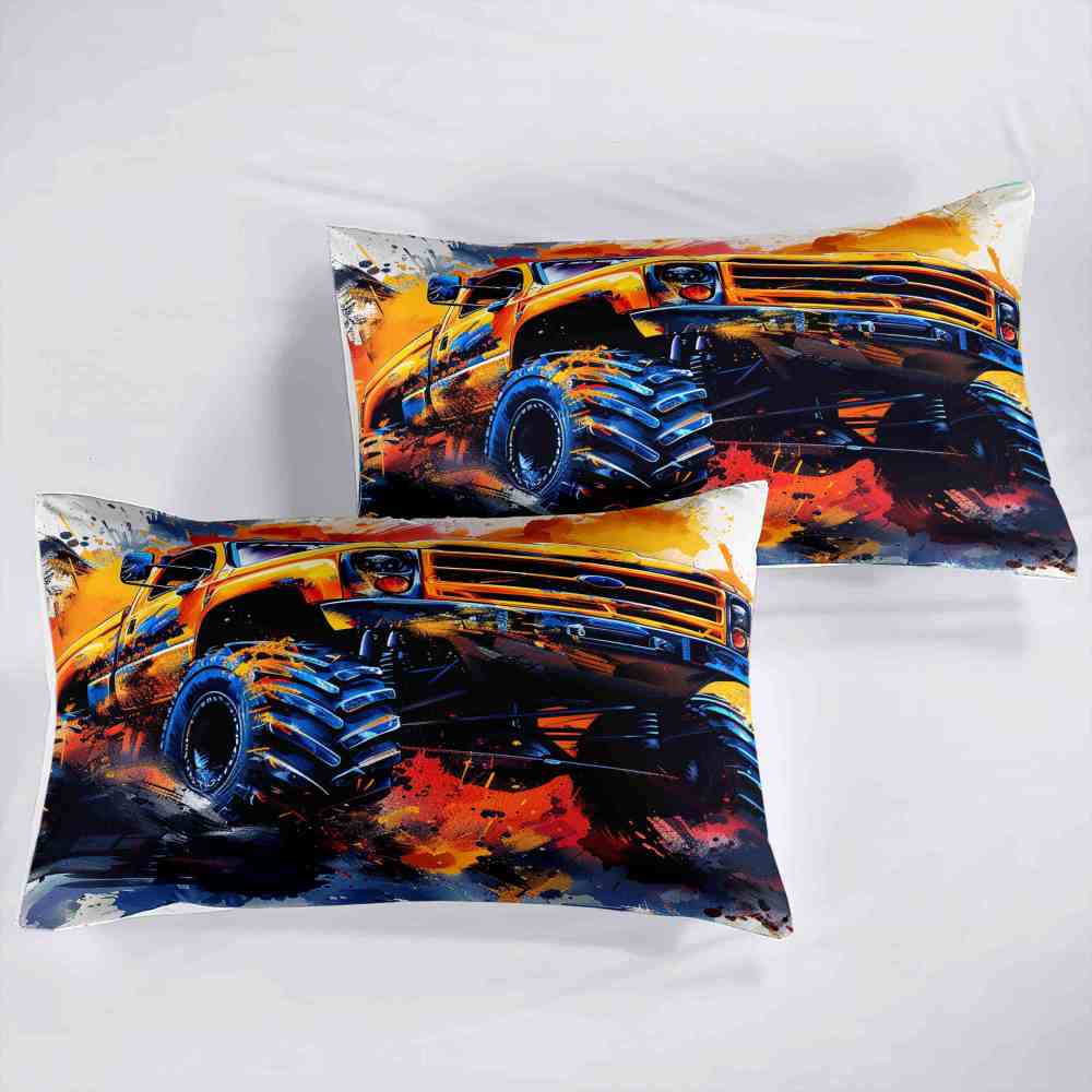 Abstract Watercolor Racing Monster Truck Comforter Set Teens | CozyLil