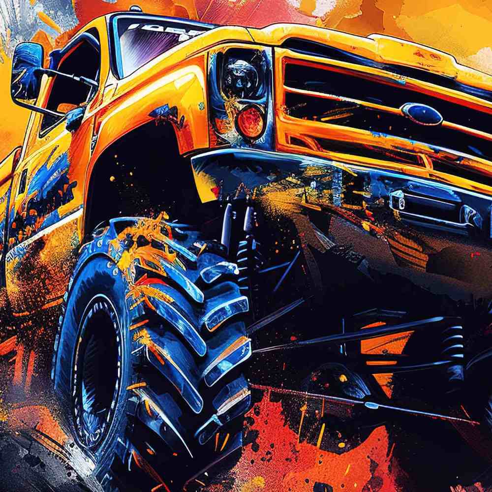 Abstract Watercolor Racing Monster Truck Comforter Set Teens | CozyLil