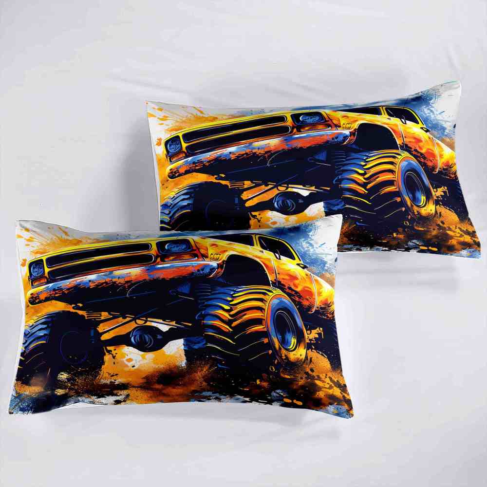 Splatter Art Off-Road Monster Truck Comforter Set Boys Bedding | CozyLil