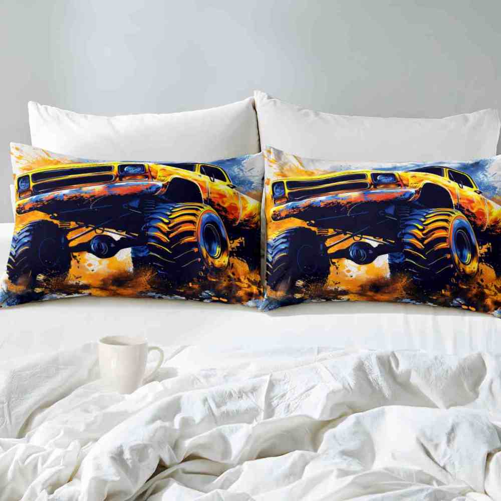 Splatter Art Off-Road Monster Truck Comforter Set Boys Bedding | CozyLil