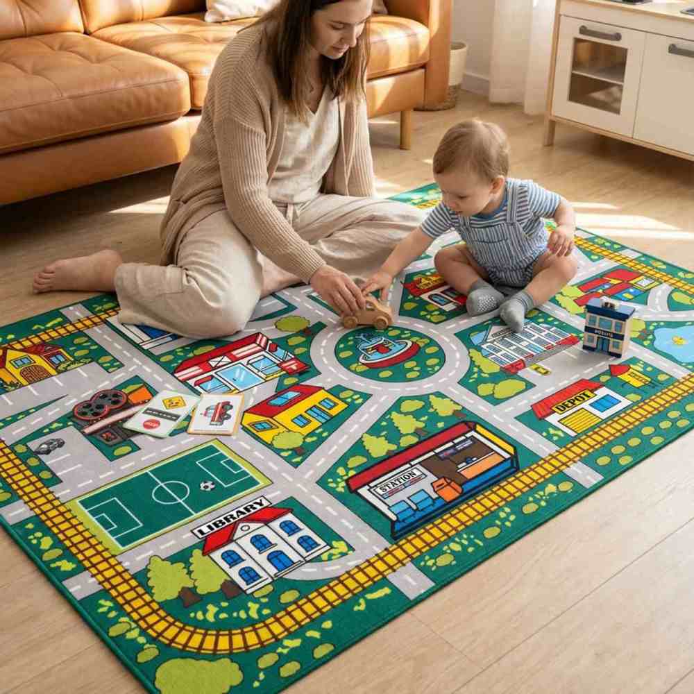 City Road Toy Car Play Mat Kids Playroom Rug | CozyLil