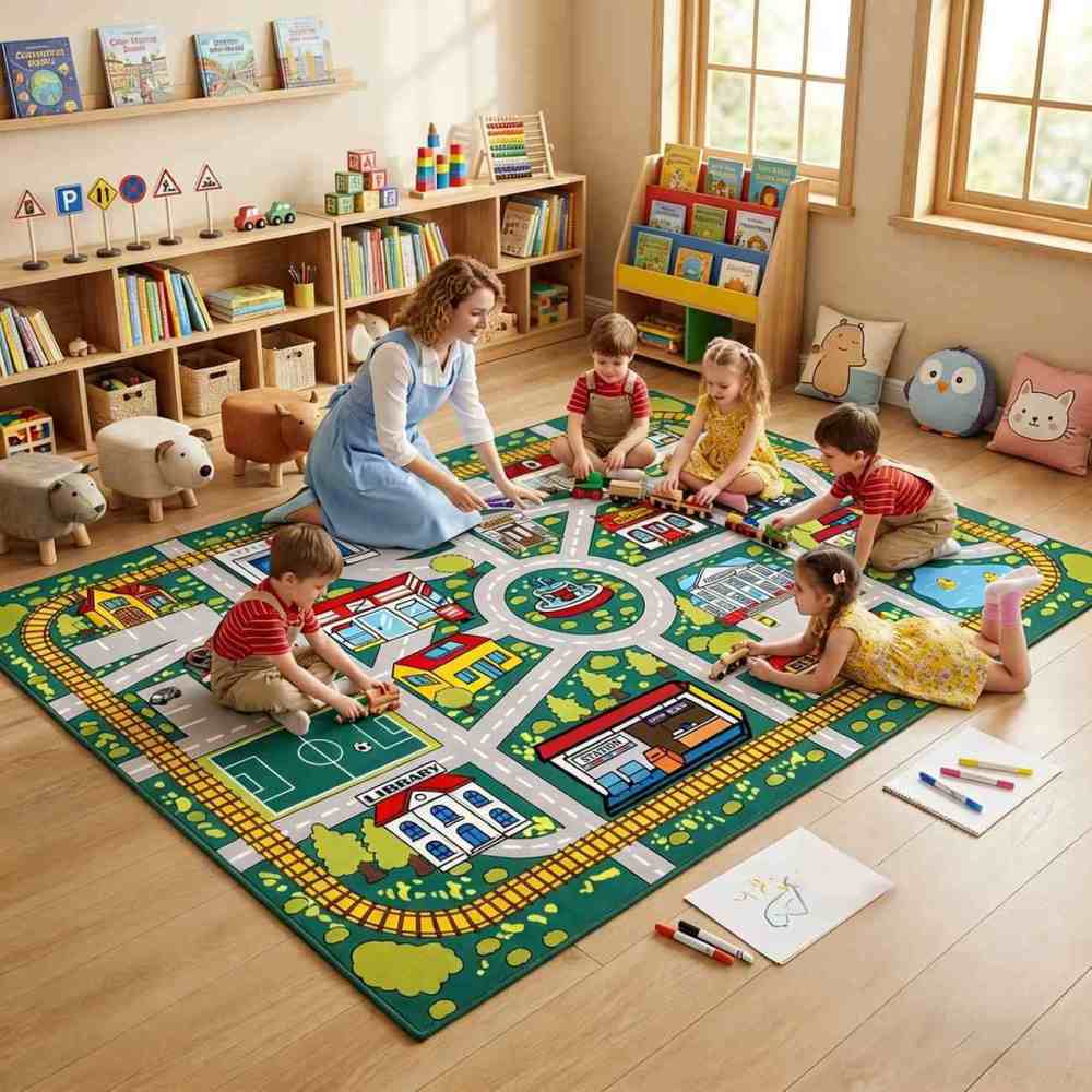 City Road Toy Car Play Mat Kids Playroom Rug | CozyLil