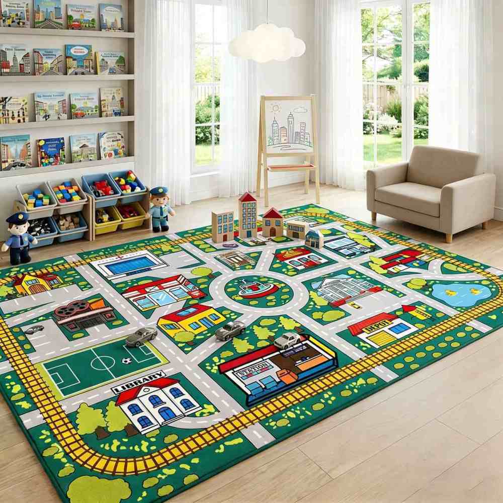 City Road Toy Car Play Mat Kids Playroom Rug | CozyLil