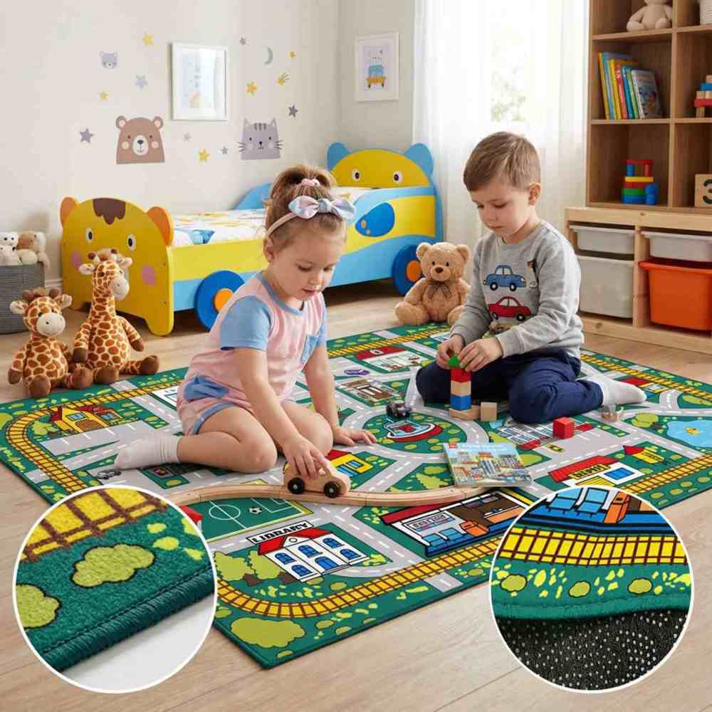 City Road Toy Car Play Mat Kids Playroom Rug | CozyLil