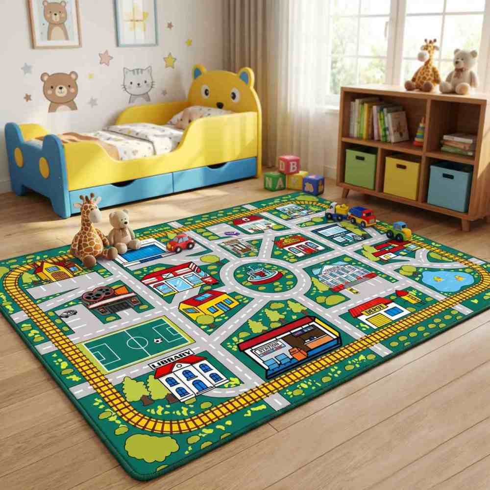 City Road Toy Car Play Mat Kids Playroom Rug | CozyLil