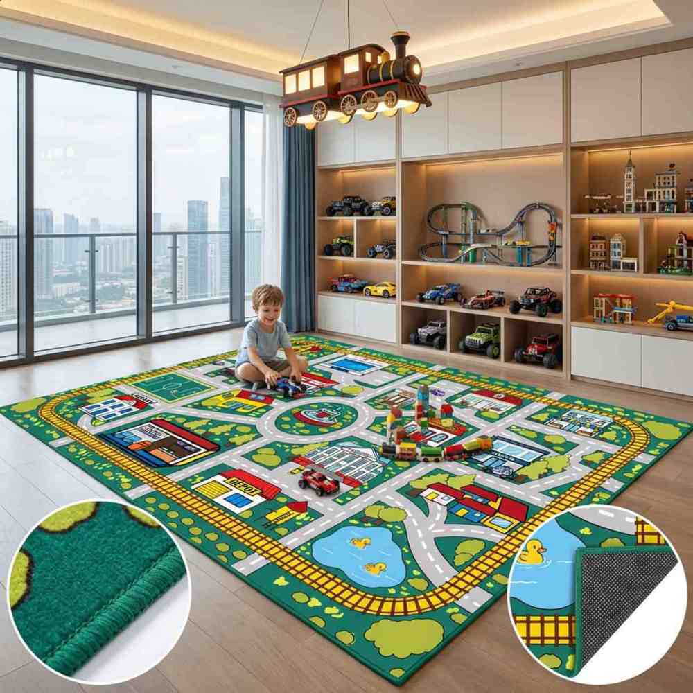 City Road Toy Car Play Mat Kids Playroom Rug | CozyLil
