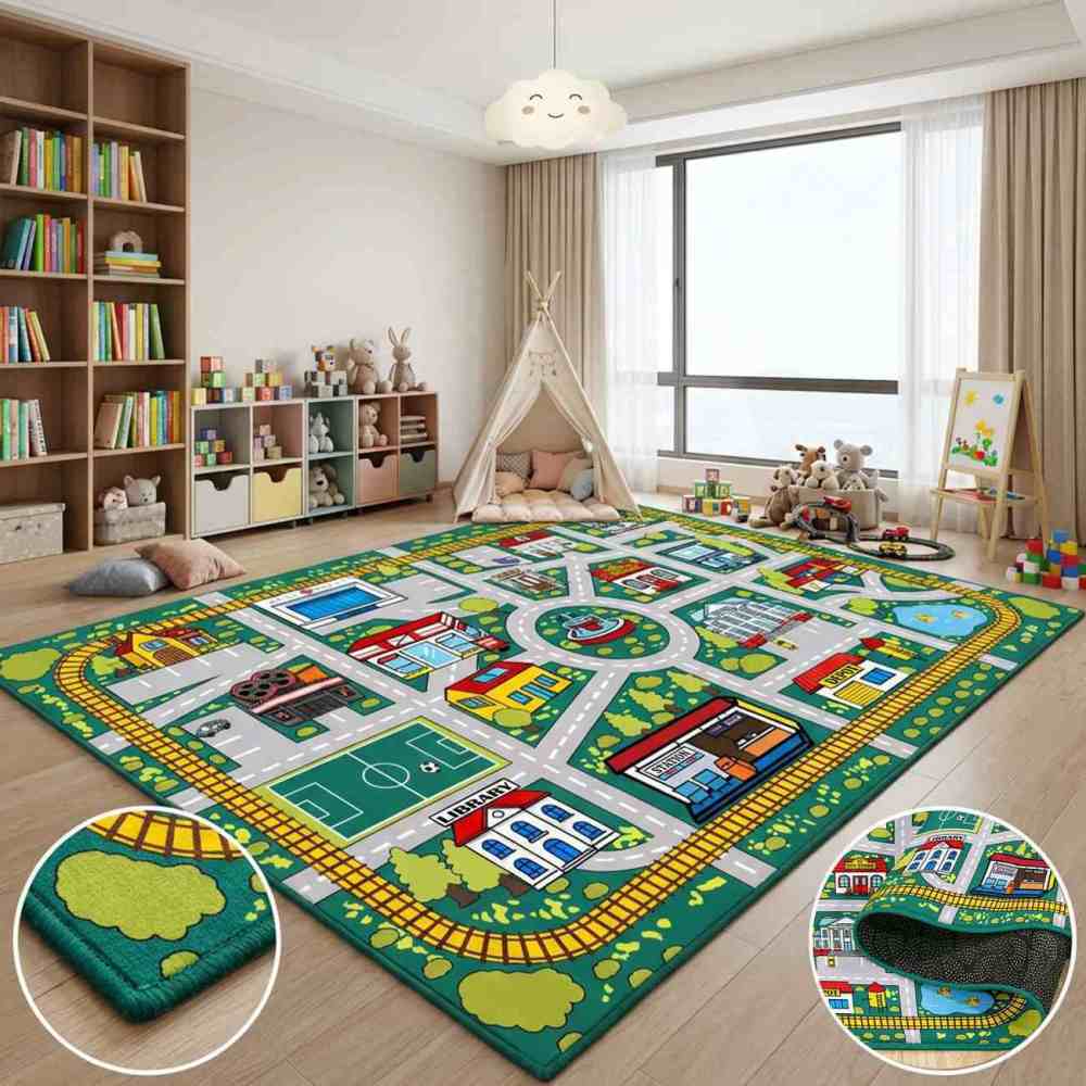 City Road Toy Car Play Mat Kids Playroom Rug | CozyLil