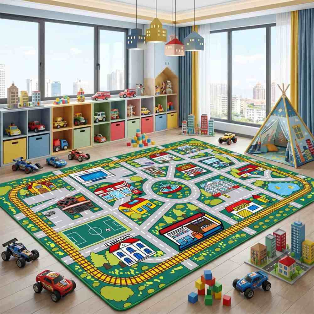 City Road Toy Car Play Mat Kids Playroom Rug | CozyLil