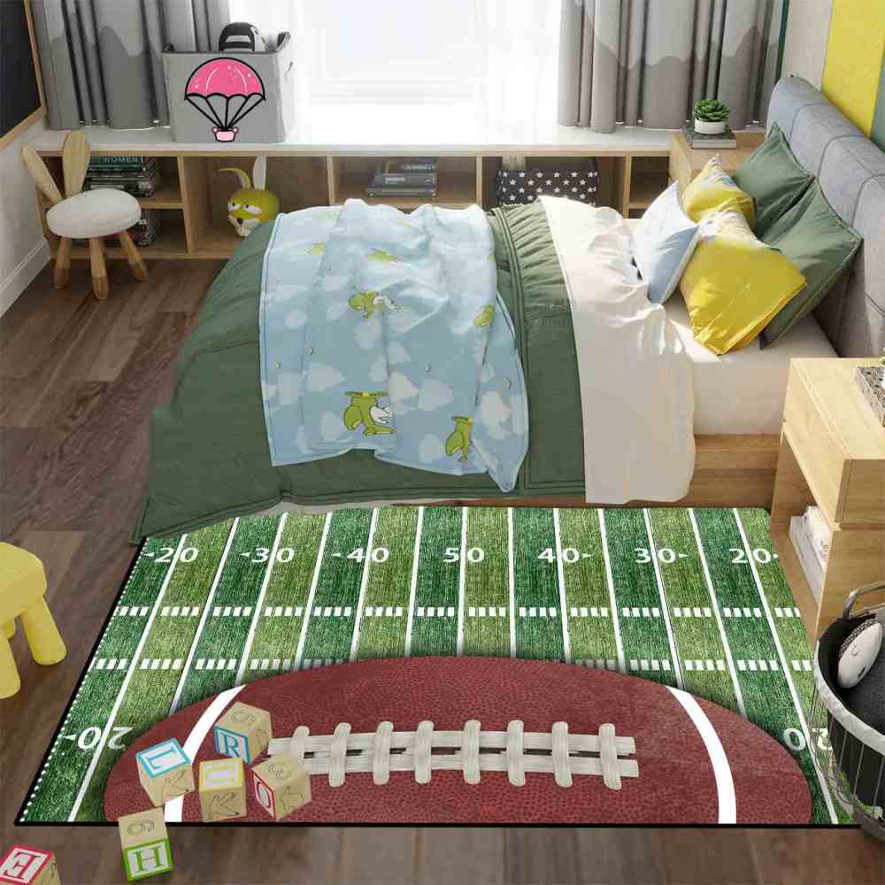 Football Field Sports Area Rug for Boys Bedroom | CozyLil