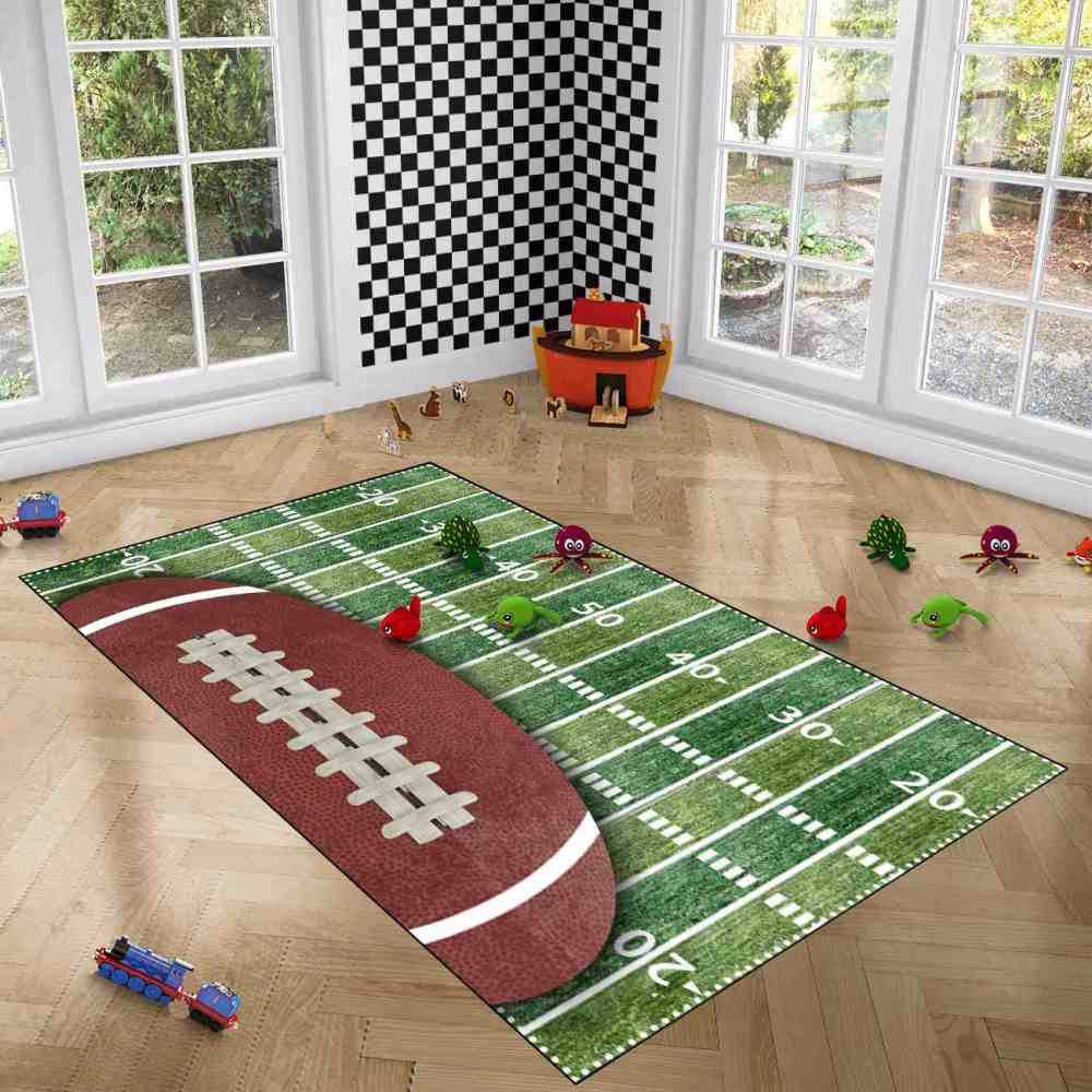 Football Field Sports Area Rug for Boys Bedroom | CozyLil
