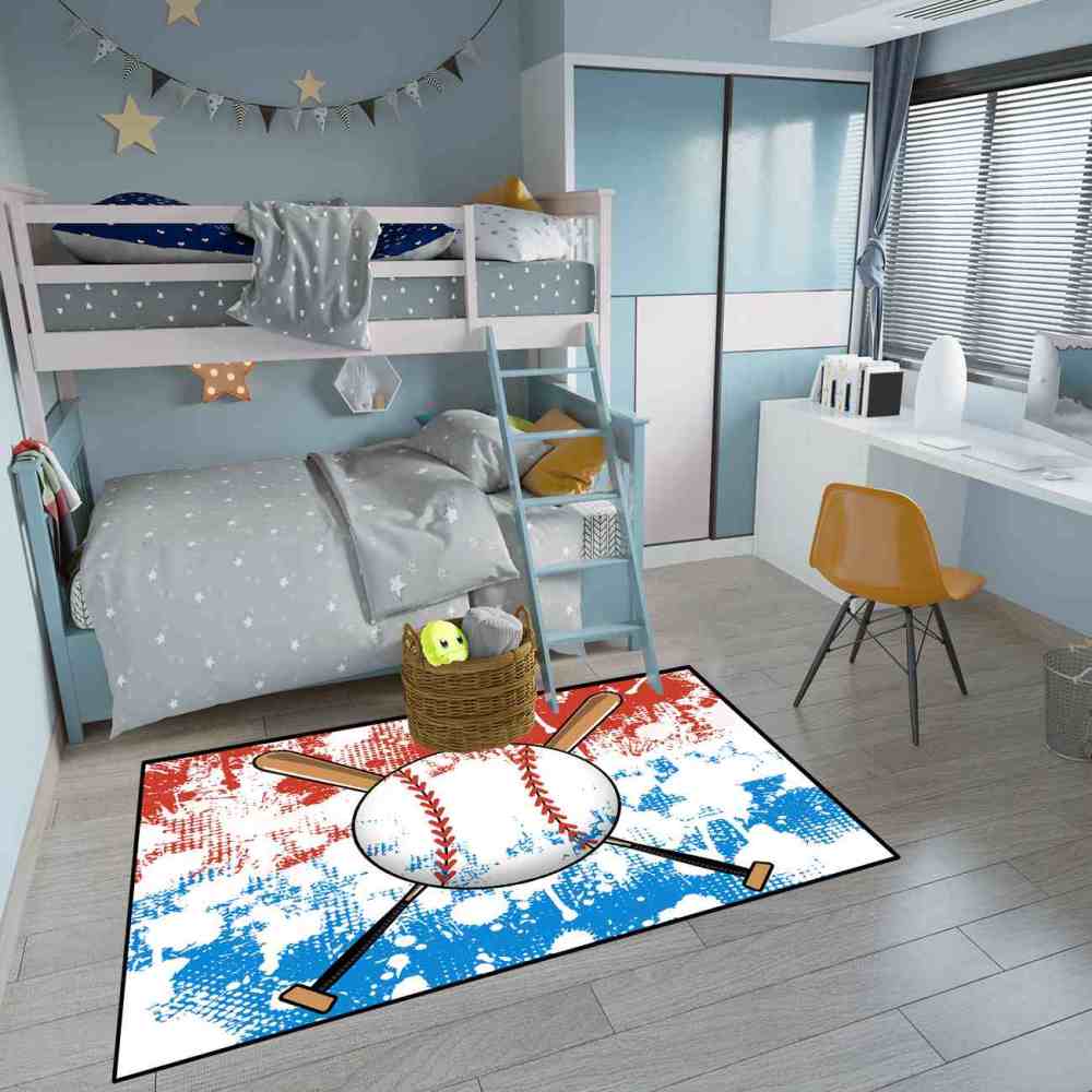 Baseball & Bats Splatter Art Area Rug for Kids Room | CozyLil