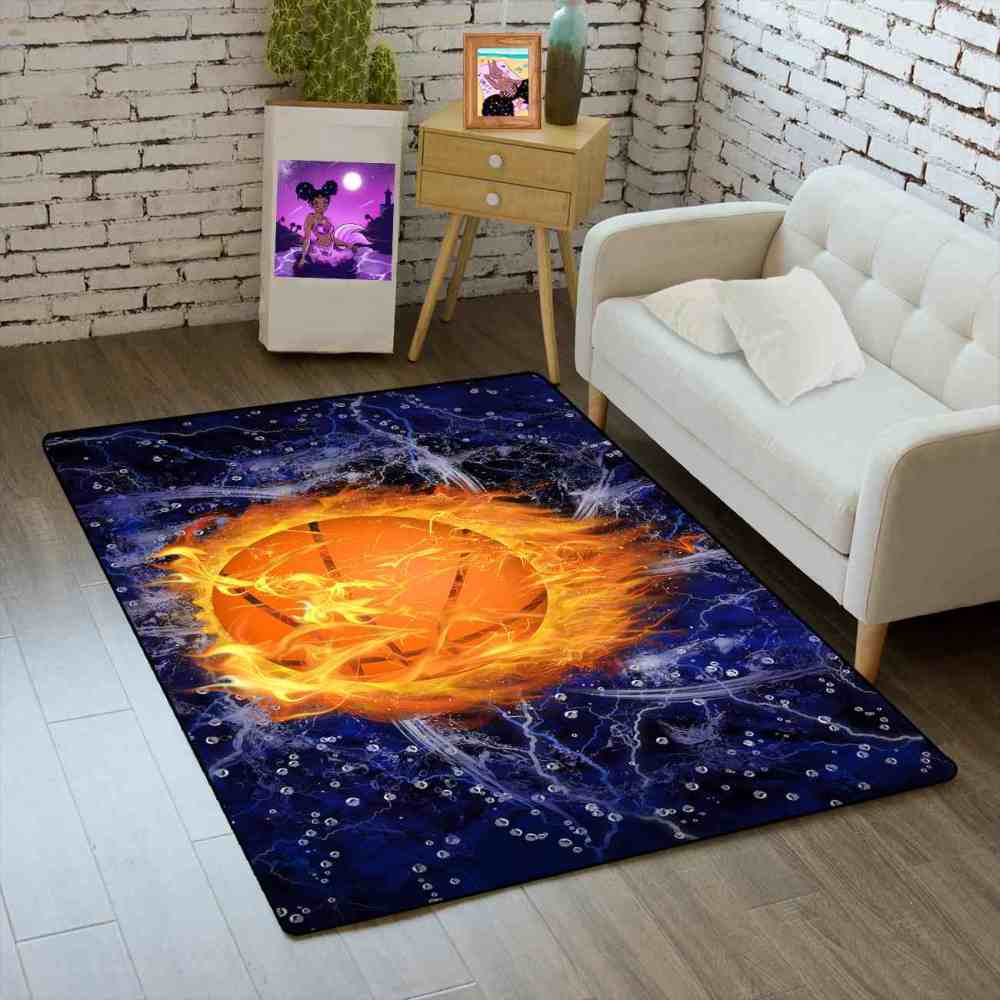 Fire & Ice Basketball Hoop Area Rug for Kids Room | CozyLil