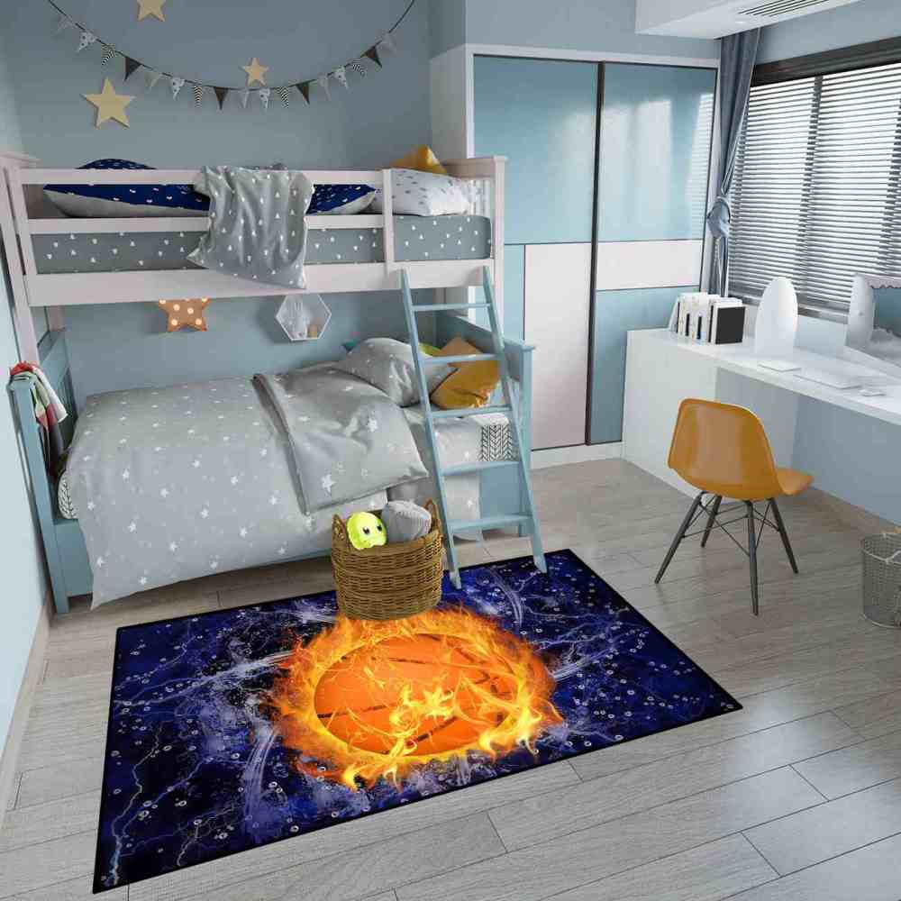 Fire & Ice Basketball Hoop Area Rug for Kids Room | CozyLil