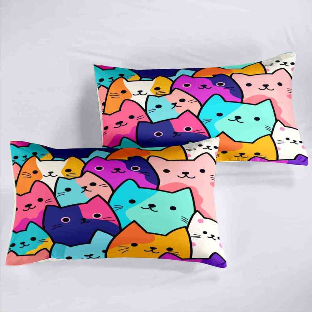 Colorful Pop Art Cats Kids Comforter Set | CozyLil