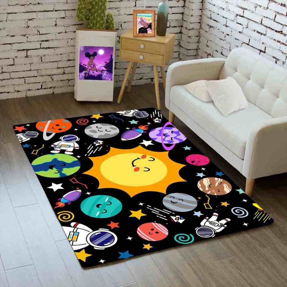 Solar System Orbit Educational Area Rug for Toddler Playroom | CozyLil