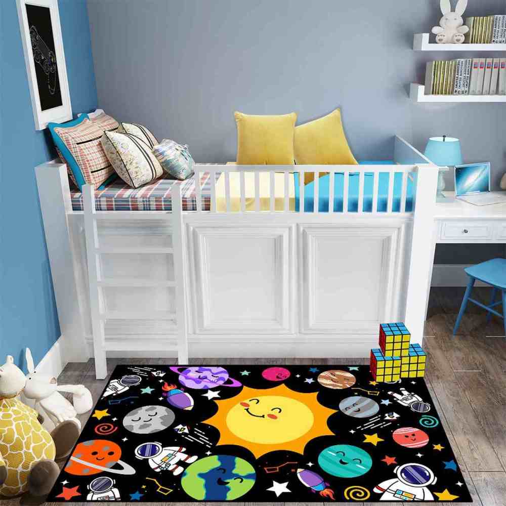 Solar System Orbit Educational Area Rug for Toddler Playroom | CozyLil