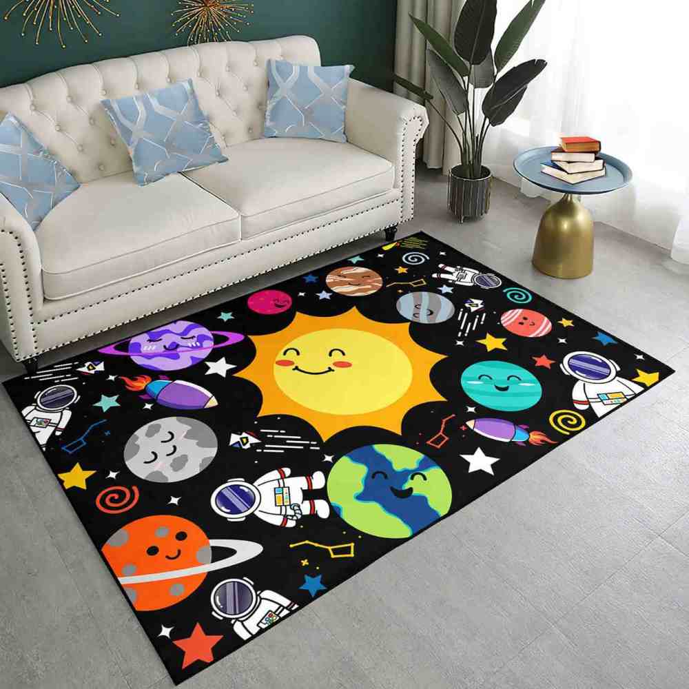 Solar System Orbit Educational Area Rug for Toddler Playroom | CozyLil