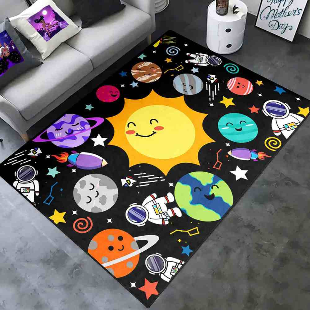 Solar System Orbit Educational Area Rug for Toddler Playroom | CozyLil