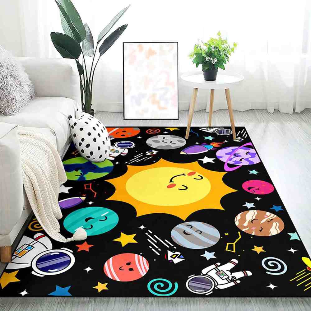 Solar System Orbit Educational Area Rug for Toddler Playroom | CozyLil