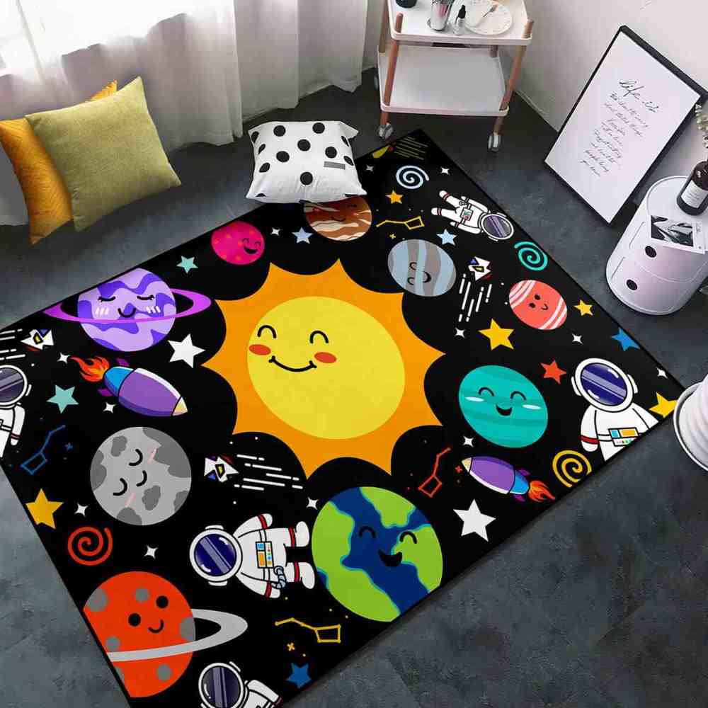 Solar System Orbit Educational Area Rug for Toddler Playroom | CozyLil