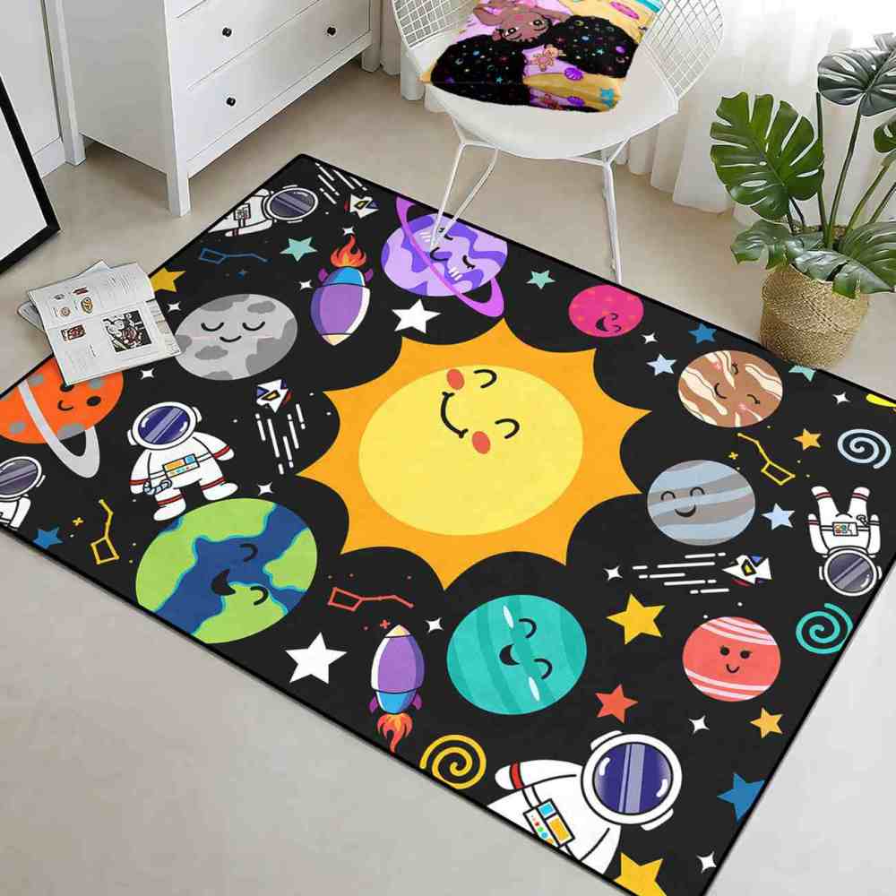 Solar System Orbit Educational Area Rug for Toddler Playroom | CozyLil