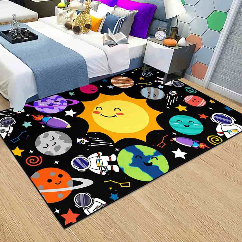 Solar System Orbit Educational Area Rug for Toddler Playroom | CozyLil