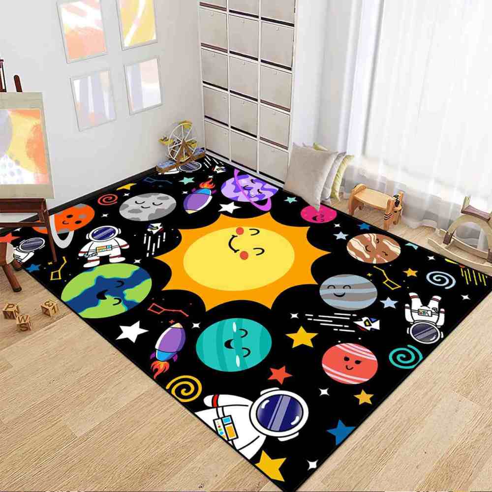 Solar System Orbit Educational Area Rug for Toddler Playroom | CozyLil