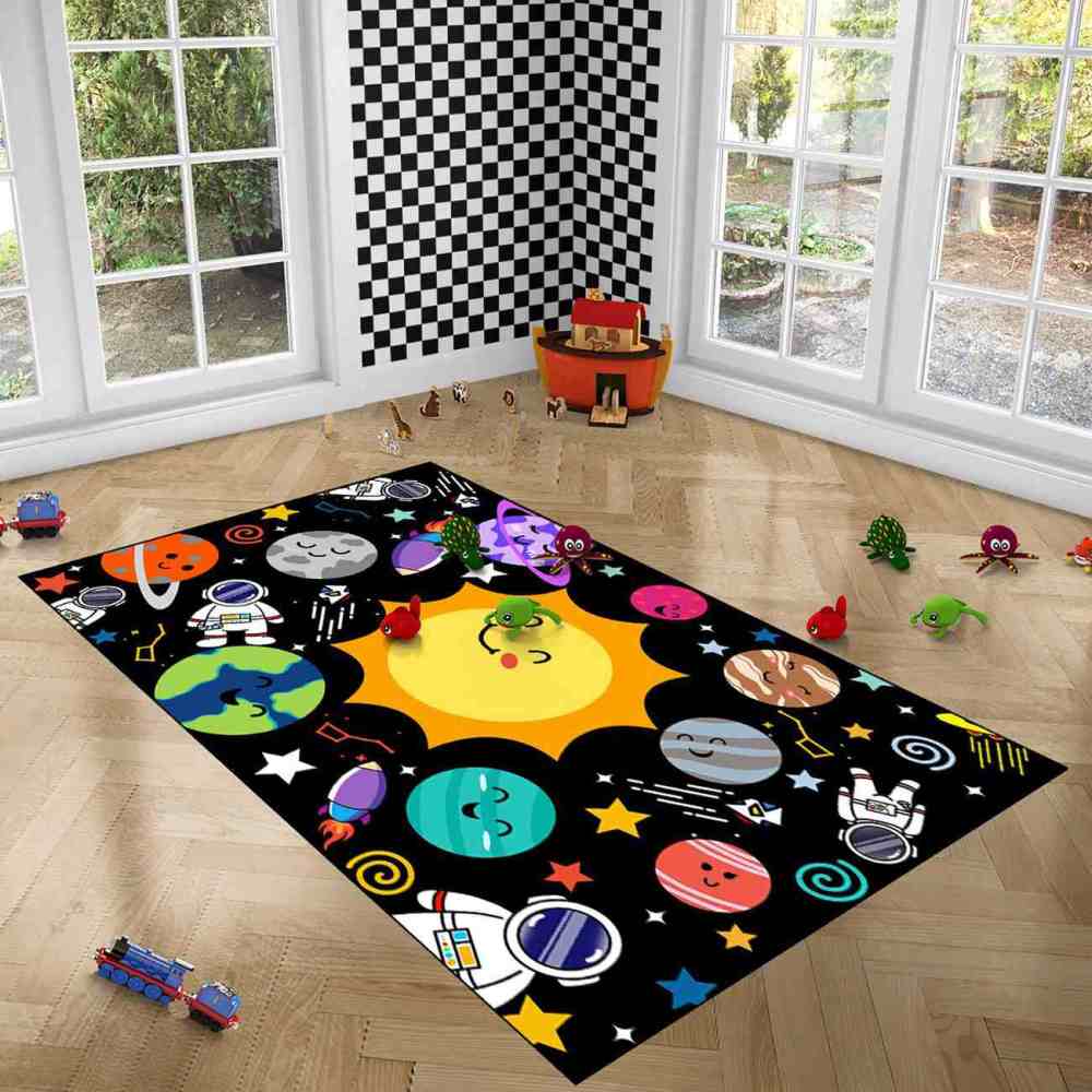 Solar System Orbit Educational Area Rug for Toddler Playroom | CozyLil