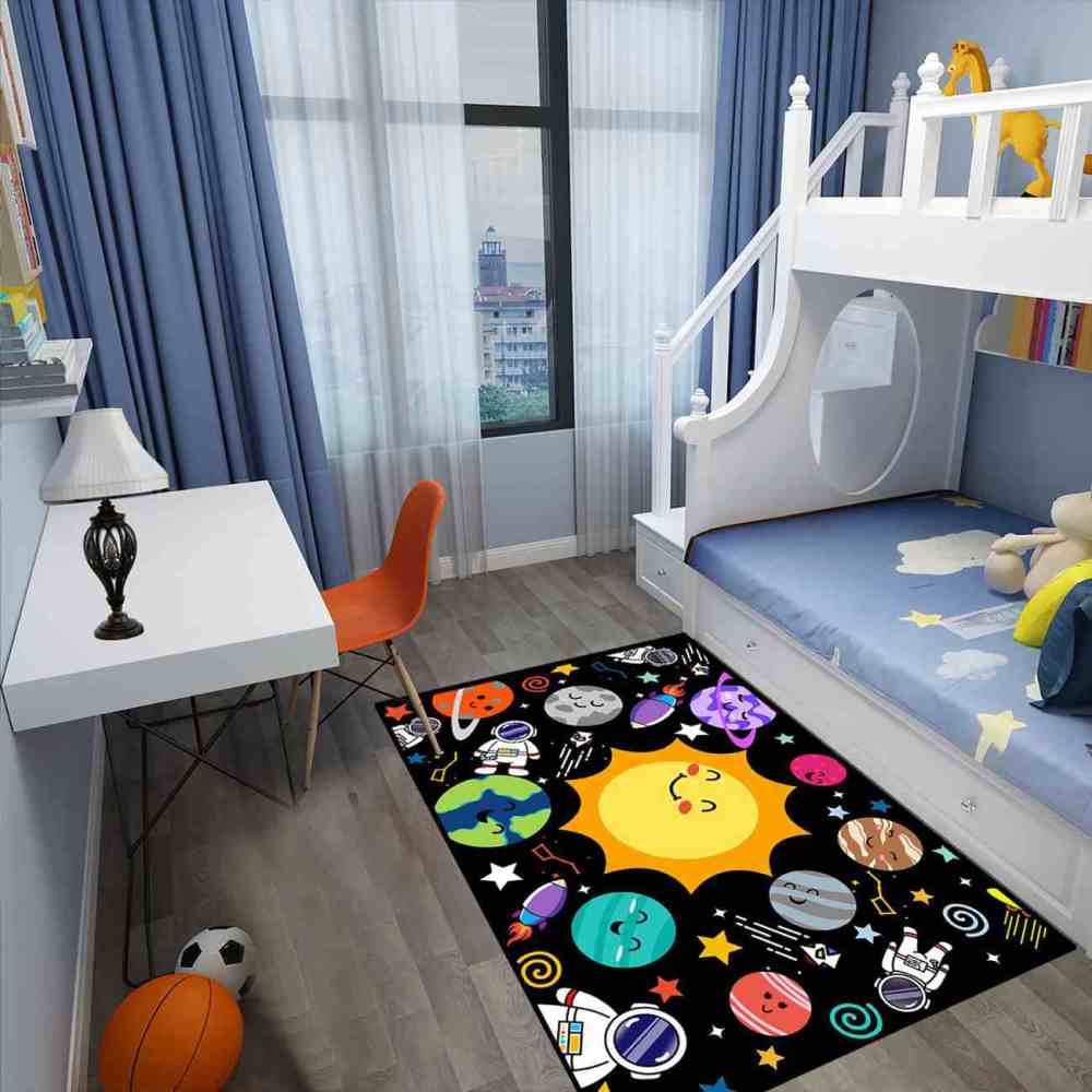 Solar System Orbit Educational Area Rug for Toddler Playroom | CozyLil