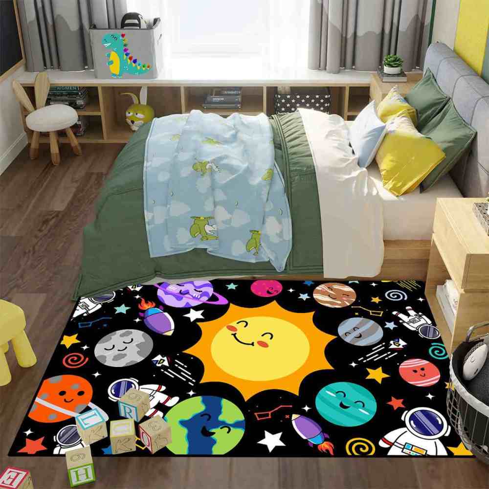 Solar System Orbit Educational Area Rug for Toddler Playroom | CozyLil
