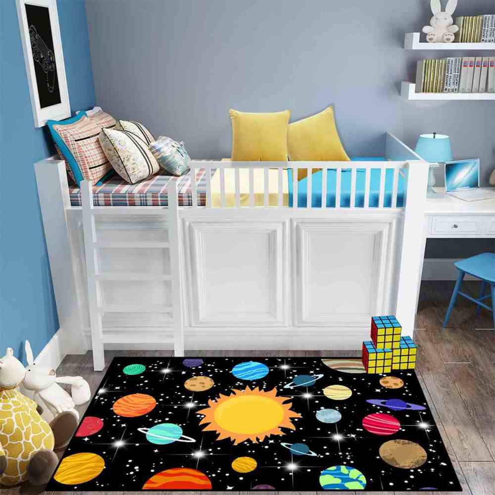 Vibrant Multi-Planet Universe Area Rug for Boys Bedroom | CozyLil