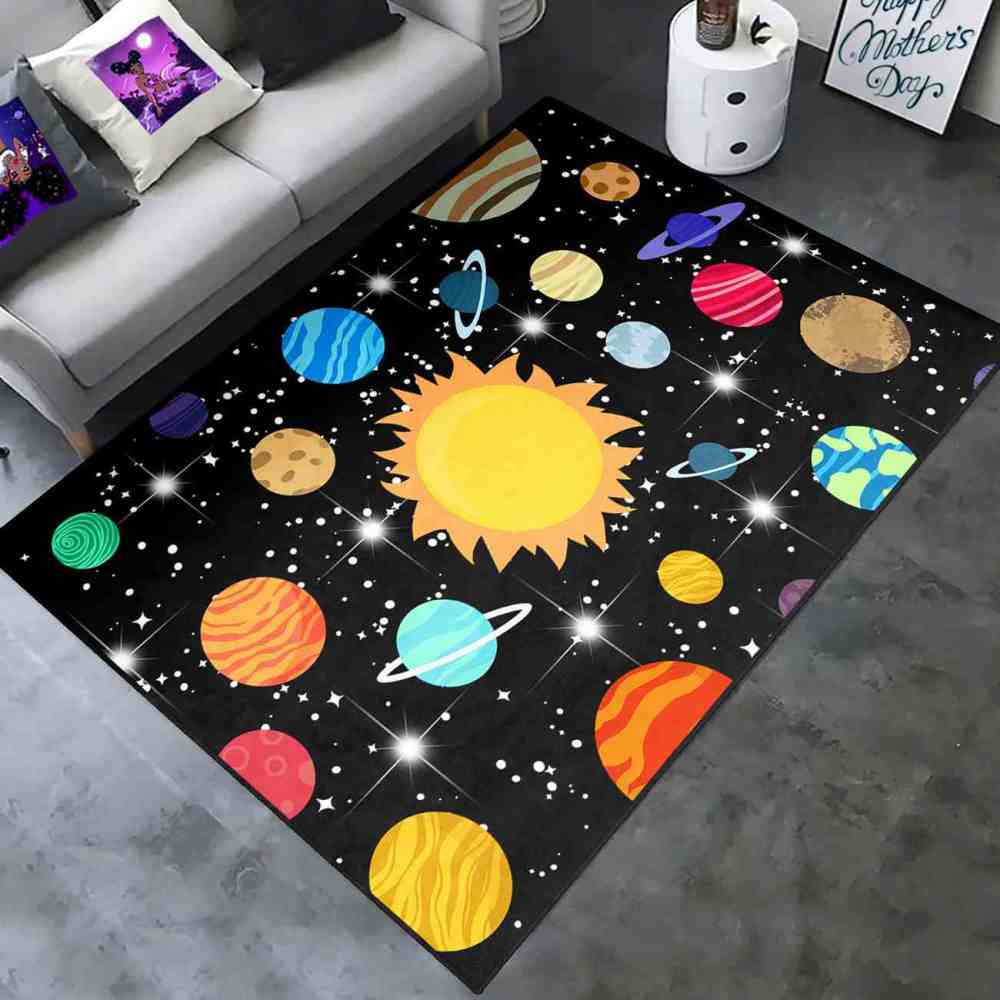 Vibrant Multi-Planet Universe Area Rug for Boys Bedroom | CozyLil