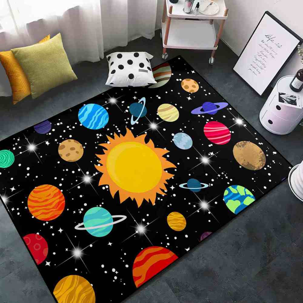 Vibrant Multi-Planet Universe Area Rug for Boys Bedroom | CozyLil