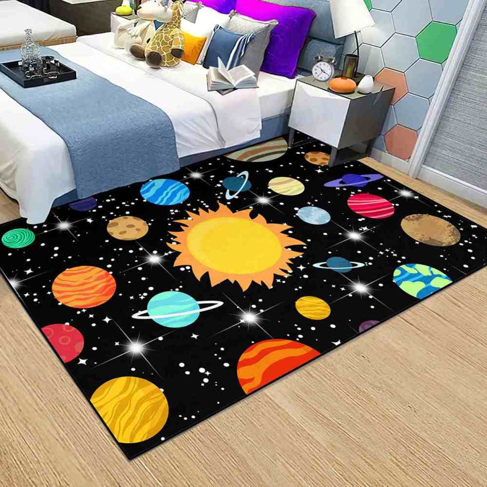 Vibrant Multi-Planet Universe Area Rug for Boys Bedroom | CozyLil