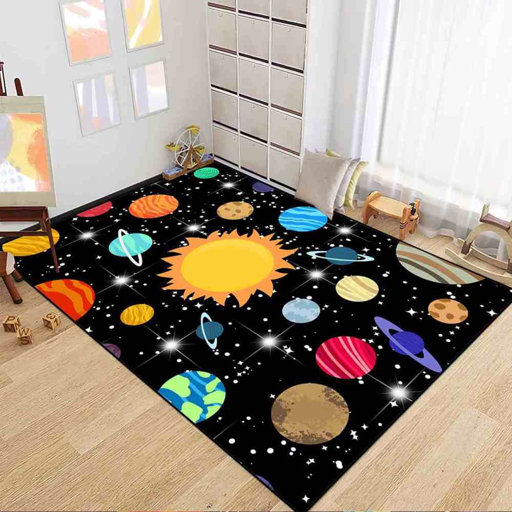Vibrant Multi-Planet Universe Area Rug for Boys Bedroom | CozyLil