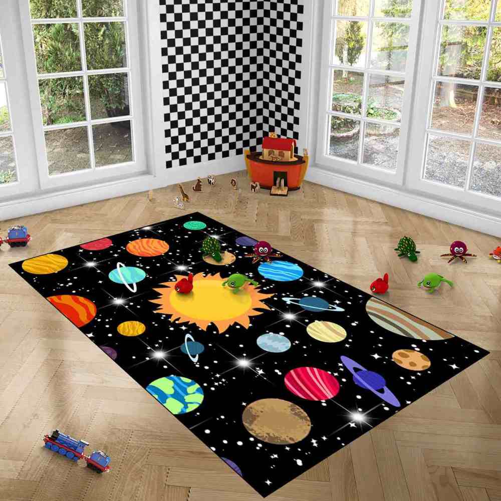 Vibrant Multi-Planet Universe Area Rug for Boys Bedroom | CozyLil