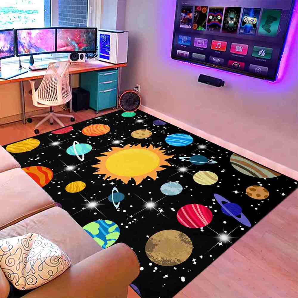 Vibrant Multi-Planet Universe Area Rug for Boys Bedroom | CozyLil